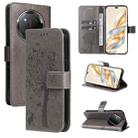 For Honor X9C 5G Global Tree & Cat Embossed Pattern Flip Leather Phone Case(Grey) - 1