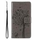 For Honor X9C 5G Global Tree & Cat Embossed Pattern Flip Leather Phone Case(Grey) - 2