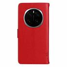 For Honor Magic7 Pro Tree & Cat Embossed Pattern Flip Leather Phone Case(Red) - 3