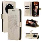 For Honor Magic7 Pro Tree & Cat Embossed Pattern Flip Leather Phone Case(Gold) - 1