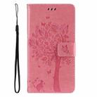 For Honor Magic7 Tree & Cat Embossed Pattern Flip Leather Phone Case(Pink) - 2