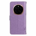 For Honor Magic7 Tree & Cat Embossed Pattern Flip Leather Phone Case(Light Purple) - 3