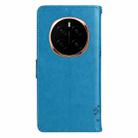 For Honor Magic7 Tree & Cat Embossed Pattern Flip Leather Phone Case(Blue) - 3