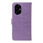For Honor 300 Tree & Cat Embossed Pattern Flip Leather Phone Case(Light Purple) - 3