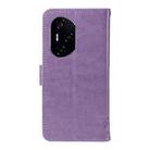 For Honor 300 Pro / 300 Ultra Tree & Cat Embossed Pattern Flip Leather Phone Case(Light Purple) - 3
