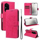 For Honor 300 Pro / 300 Ultra Tree & Cat Embossed Pattern Flip Leather Phone Case(Rose Red) - 1