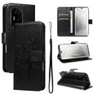 For Honor 300 Pro / 300 Ultra Tree & Cat Embossed Pattern Flip Leather Phone Case(Black) - 1