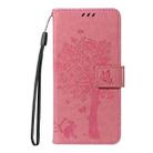 For Honor X8C 4G Global Tree & Cat Embossed Pattern Flip Leather Phone Case(Pink) - 2