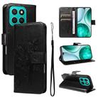 For Honor X8C 4G Global Tree & Cat Embossed Pattern Flip Leather Phone Case(Black) - 1