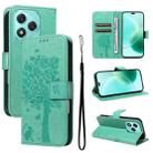 For Honor 400 Lite Tree & Cat Embossed Pattern Flip Leather Phone Case(Green) - 1