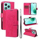 For Honor 400 Lite Tree & Cat Embossed Pattern Flip Leather Phone Case(Rose Red) - 1