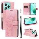 For Honor 400 Lite Tree & Cat Embossed Pattern Flip Leather Phone Case(Rose Gold) - 1