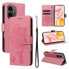 For Honor 400 Global 156.5mm Tree & Cat Embossed Pattern Flip Leather Phone Case(Pink) - 1