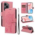For Honor 400 Pro Global 160.8mm Tree & Cat Embossed Pattern Flip Leather Phone Case(Pink) - 1