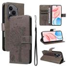 For Honor 400 Pro Global 160.8mm Tree & Cat Embossed Pattern Flip Leather Phone Case(Grey) - 1