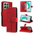 For For Honor X6c / X6b / X6a / X5b Tree & Cat Embossed Pattern Flip Leather Phone Case(Red) - 1