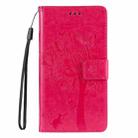 For Xiaomi Poco F6 Tree & Cat Embossed Pattern Flip Leather Phone Case(Rose Red) - 2