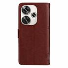 For Xiaomi Poco F6 Tree & Cat Embossed Pattern Flip Leather Phone Case(Coffee) - 3