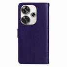 For Xiaomi Poco F6 Tree & Cat Embossed Pattern Flip Leather Phone Case(Purple) - 3