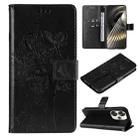 For Xiaomi Poco F6 Tree & Cat Embossed Pattern Flip Leather Phone Case(Black) - 1