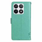 For Xiaomi 14T Pro Tree & Cat Embossed Pattern Flip Leather Phone Case(Green) - 3