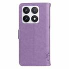 For Xiaomi 14T Pro Tree & Cat Embossed Pattern Flip Leather Phone Case(Light Purple) - 3