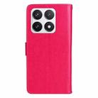 For Xiaomi 14T Pro Tree & Cat Embossed Pattern Flip Leather Phone Case(Rose Red) - 3