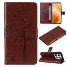 For Xiaomi 14T Pro Tree & Cat Embossed Pattern Flip Leather Phone Case(Coffee) - 1