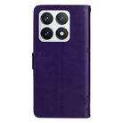 For Xiaomi 14T Pro Tree & Cat Embossed Pattern Flip Leather Phone Case(Purple) - 3