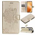 For Xiaomi 14T Pro Tree & Cat Embossed Pattern Flip Leather Phone Case(Gold) - 1
