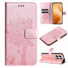 For Xiaomi 14T Pro Tree & Cat Embossed Pattern Flip Leather Phone Case(Rose Gold) - 1