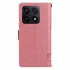 For Xiaomi 14T Tree & Cat Embossed Pattern Flip Leather Phone Case(Pink) - 3