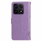 For Xiaomi 14T Tree & Cat Embossed Pattern Flip Leather Phone Case(Light Purple) - 3