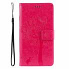 For Xiaomi 14T Tree & Cat Embossed Pattern Flip Leather Phone Case(Rose Red) - 2