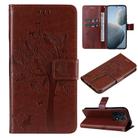 For Xiaomi 14T Tree & Cat Embossed Pattern Flip Leather Phone Case(Coffee) - 1