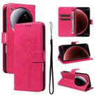 For Xiaomi 15 Ultra 5G Global Tree & Cat Embossed Pattern Flip Leather Phone Case(Rose Red) - 1