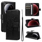 For Xiaomi 15 Ultra 5G Global Tree & Cat Embossed Pattern Flip Leather Phone Case(Black) - 1