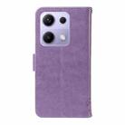 For Xiaomi Poco M6 Pro 4G Global Tree & Cat Embossed Pattern Flip Leather Phone Case(Light Purple) - 3