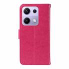 For Xiaomi Poco M6 Pro 4G Global Tree & Cat Embossed Pattern Flip Leather Phone Case(Rose Red) - 3
