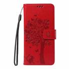For Xiaomi Poco M6 Pro 4G Global Tree & Cat Embossed Pattern Flip Leather Phone Case(Red) - 2