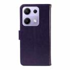 For Xiaomi Poco M6 Pro 4G Global Tree & Cat Embossed Pattern Flip Leather Phone Case(Purple) - 3