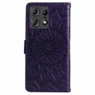 For Motorola Edge 50 Pro Embossed Sunflower Pattern Flip Leather Phone Case(Purple) - 3