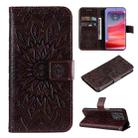 For Motorola Edge 50 Pro Embossed Sunflower Pattern Flip Leather Phone Case(Brown) - 1