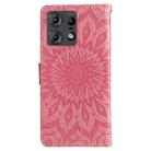 For Motorola Edge 50 Pro Embossed Sunflower Pattern Flip Leather Phone Case(Pink) - 3