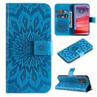 For Motorola Edge 50 Pro Embossed Sunflower Pattern Flip Leather Phone Case(Blue) - 1