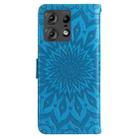 For Motorola Edge 50 Pro Embossed Sunflower Pattern Flip Leather Phone Case(Blue) - 3