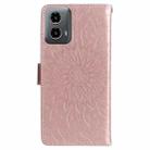 For Motorola Moto G34 Embossed Sunflower Pattern Flip Leather Phone Case(Rose Gold) - 3