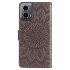 For Motorola Moto G34 Embossed Sunflower Pattern Flip Leather Phone Case(Grey) - 3