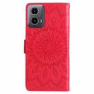 For Motorola Moto G34 Embossed Sunflower Pattern Flip Leather Phone Case(Red) - 3