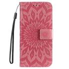 For Motorola Moto G34 Embossed Sunflower Pattern Flip Leather Phone Case(Pink) - 2